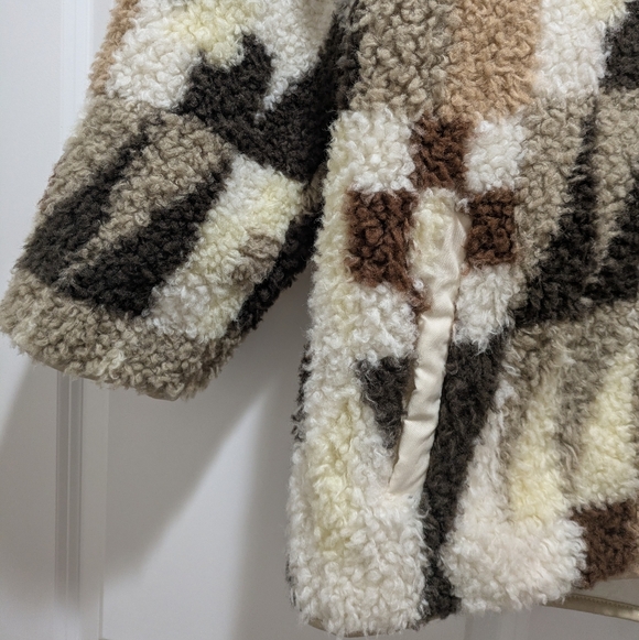 Aritizia Wilfred Free River Sherpa Jacket Ryegrass Yellow Cognac Sz Small - Picture 6 of 14